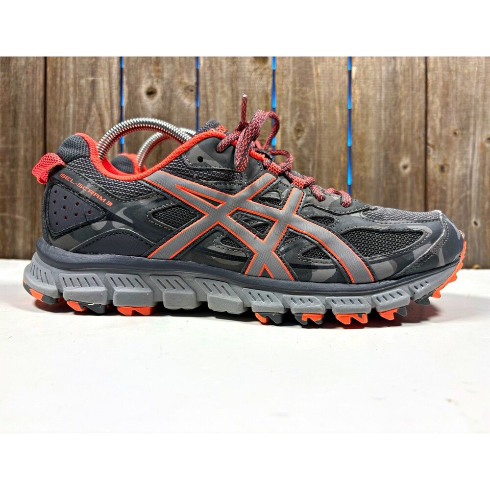 ASICS GEL-SCRAM 3 Women’s Sz 10 Low Top Trail Sneaker Lace-Up Black/Gray/Orange